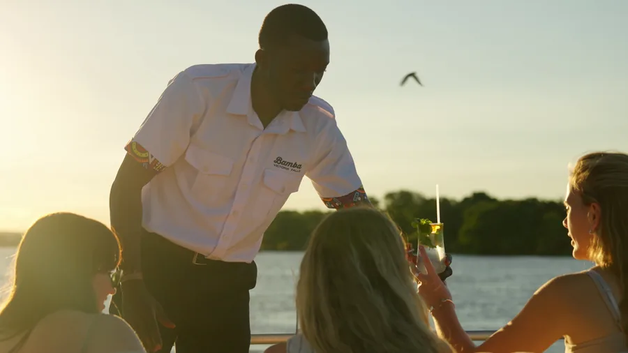 Sunset cocktails served on the boat